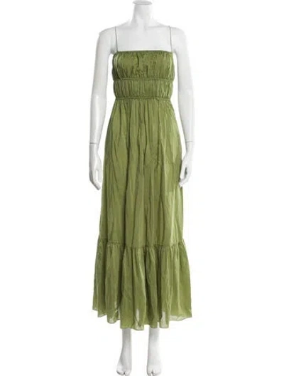 Pre-owned Matteau Square Neckline Long Dress In Green