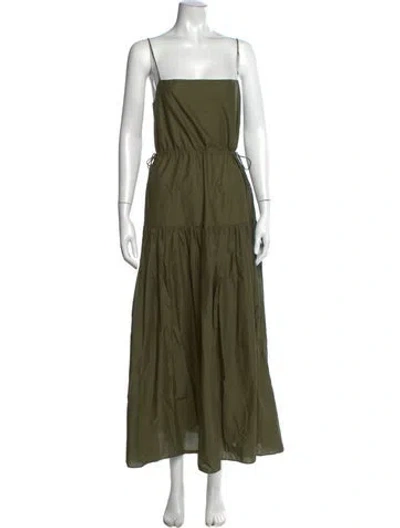 Pre-owned Matteau Square Neckline Long Dress In Green