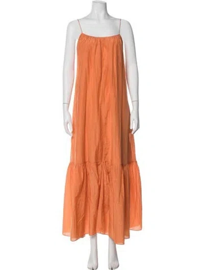 Pre-owned Matteau Square Neckline Long Dress In Orange