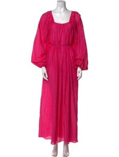 Pre-owned Matteau Square Neckline Long Dress In Pink