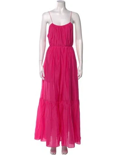 Pre-owned Matteau Square Neckline Long Dress In Pink
