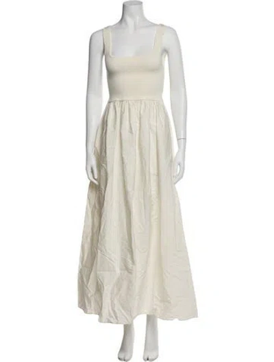 Pre-owned Matteau Square Neckline Long Dress In White