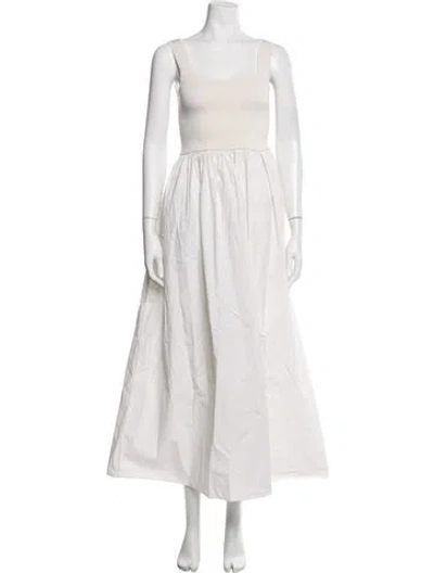 Pre-owned Matteau Square Neckline Long Dress In White