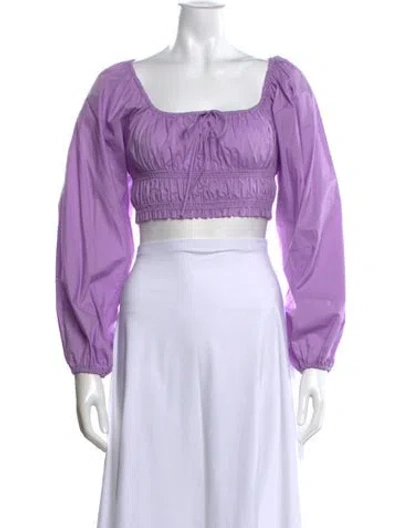 Pre-owned Matteau Square Neckline Long Sleeve Crop Top In Purple