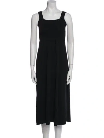 Pre-owned Matteau Square Neckline Midi Length Dress In Black