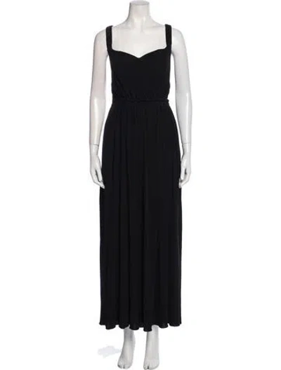 Pre-owned Matteau Square Neckline Midi Length Dress In Black