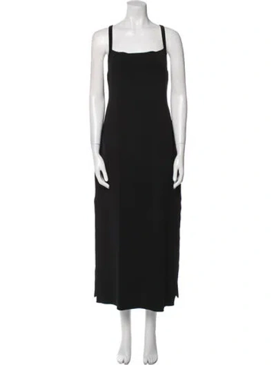 Pre-owned Matteau Square Neckline Midi Length Dress In Black