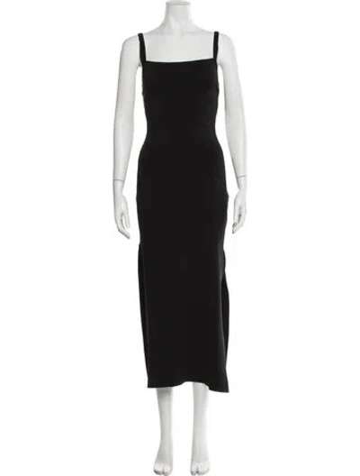 Pre-owned Matteau Square Neckline Midi Length Dress In Black