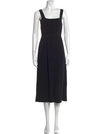 Pre-owned Matteau Square Neckline Midi Length Dress In Black