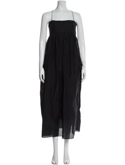 Pre-owned Matteau Square Neckline Midi Length Dress In Black