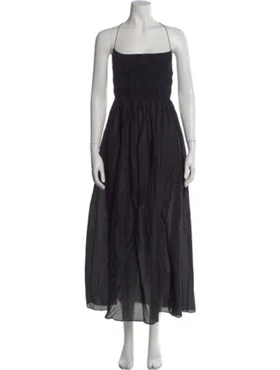 Pre-owned Matteau Square Neckline Midi Length Dress In Black