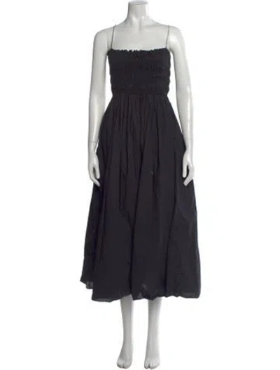 Pre-owned Matteau Square Neckline Midi Length Dress In Black