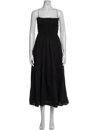 Pre-owned Matteau Square Neckline Midi Length Dress In Black