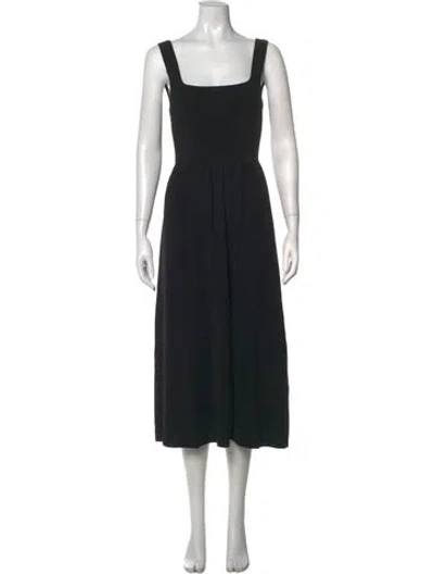 Pre-owned Matteau Square Neckline Midi Length Dress In Black