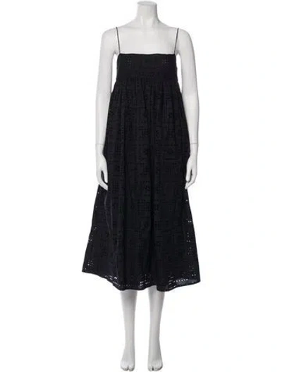 Pre-owned Matteau Square Neckline Midi Length Dress In Blue