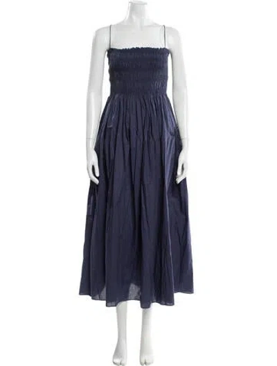 Pre-owned Matteau Square Neckline Midi Length Dress In Blue