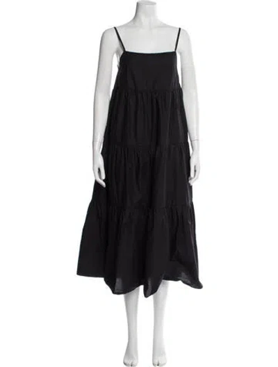 Pre-owned Matteau Square Neckline Midi Length Dress In Blue