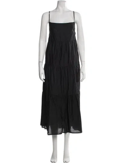 Pre-owned Matteau Square Neckline Midi Length Dress In Blue