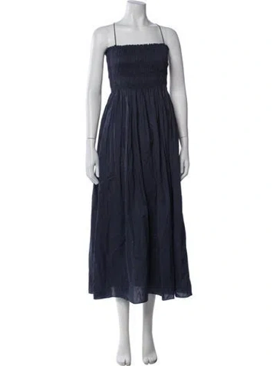 Pre-owned Matteau Square Neckline Midi Length Dress In Blue