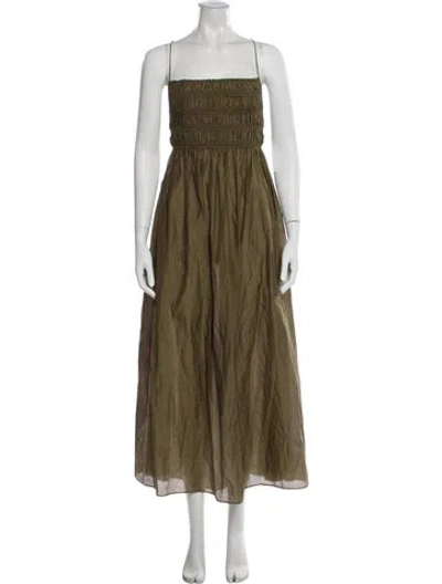 Pre-owned Matteau Square Neckline Midi Length Dress In Green