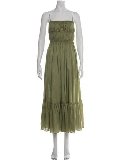 Pre-owned Matteau Square Neckline Midi Length Dress In Green