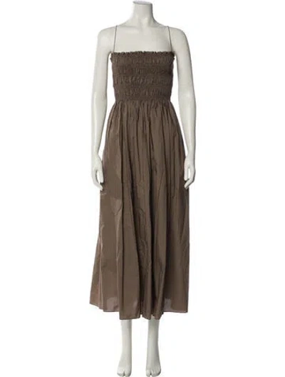 Pre-owned Matteau Square Neckline Midi Length Dress In Neutral