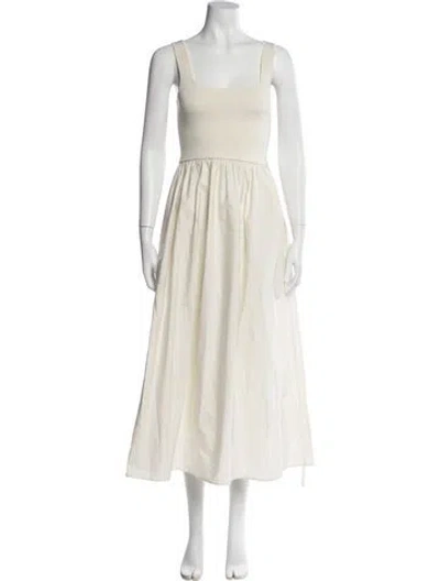 Pre-owned Matteau Square Neckline Midi Length Dress In Neutral
