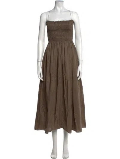 Pre-owned Matteau Square Neckline Midi Length Dress In Neutrals