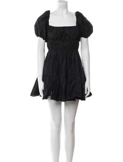 Pre-owned Matteau Square Neckline Mini Dress In Black