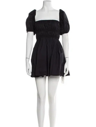 Pre-owned Matteau Square Neckline Mini Dress In Black