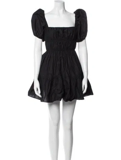 Pre-owned Matteau Square Neckline Mini Dress In Black