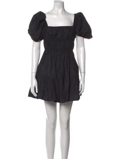 Pre-owned Matteau Square Neckline Mini Dress In Black