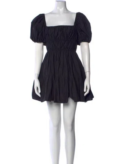 Pre-owned Matteau Square Neckline Mini Dress In Black