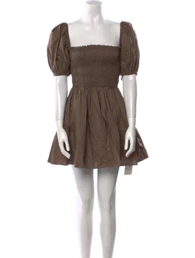 Pre-owned Matteau Square Neckline Mini Dress In Brown