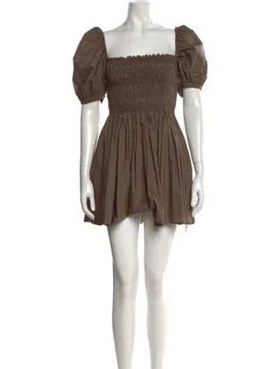 Pre-owned Matteau Square Neckline Mini Dress In Brown