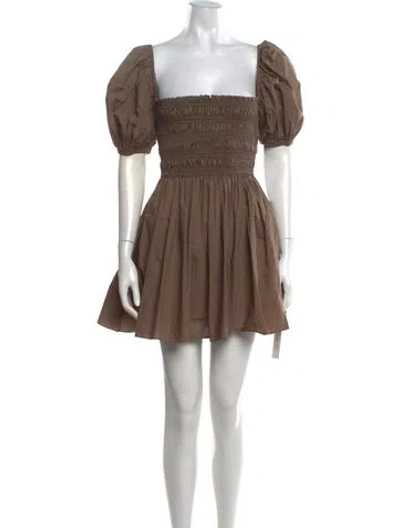 Pre-owned Matteau Square Neckline Mini Dress In Brown