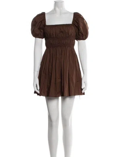 Pre-owned Matteau Square Neckline Mini Dress In Brown