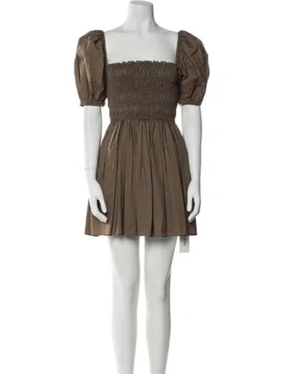 Pre-owned Matteau Square Neckline Mini Dress In Green