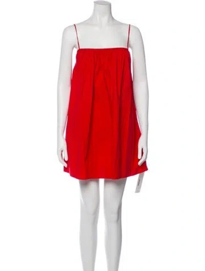 Pre-owned Matteau Square Neckline Mini Dress In Red