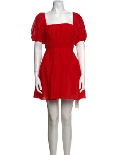 Pre-owned Matteau Square Neckline Mini Dress In Red