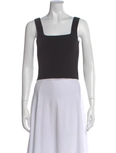 Pre-owned Matteau Square Neckline Sleeveless Crop Top In Black