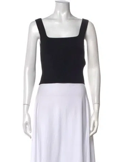 Pre-owned Matteau Square Neckline Sleeveless Crop Top In Black