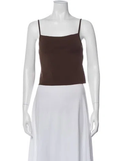 Pre-owned Matteau Square Neckline Sleeveless Crop Top In Brown