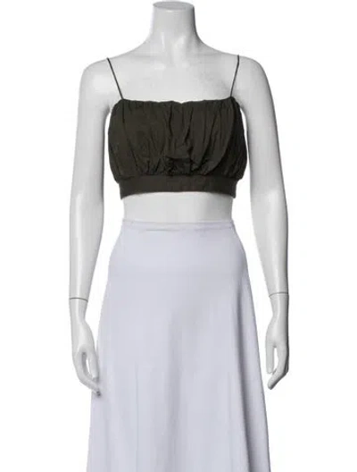 Pre-owned Matteau Square Neckline Sleeveless Crop Top In Green