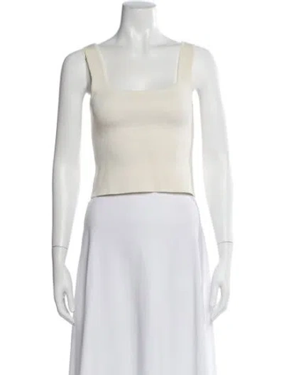 Pre-owned Matteau Square Neckline Sleeveless Crop Top In White