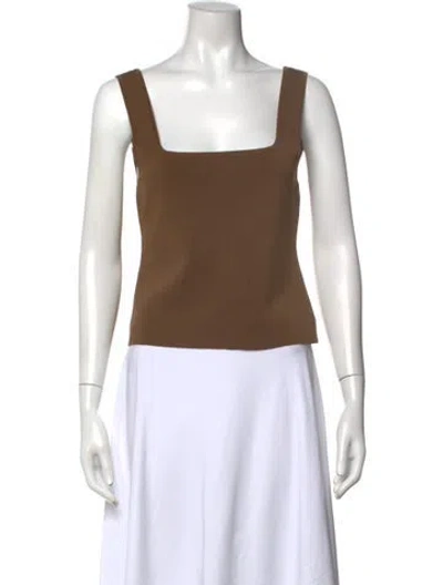 Pre-owned Matteau Square Neckline Sleeveless Top In Brown