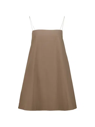 Matteau Square-neck Mini Dress In Brown