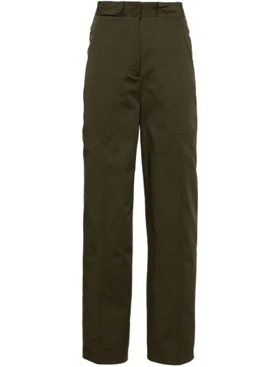 Matteau Green Straight-leg Twill Trousers