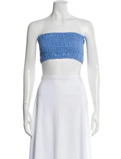 Pre-owned Matteau Strapless Crop Top In Blue