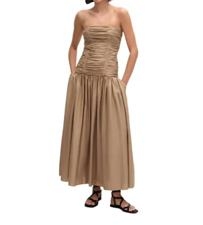 Matteau Strapless Drop Waist Dress In Stone In Neutral